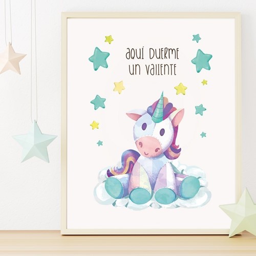 Foto de Lámina de decoración UNICORNIO VALIENTE