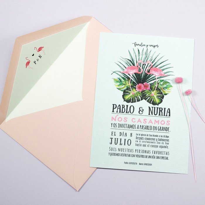 Foto de Invitación de boda PINK BIRD